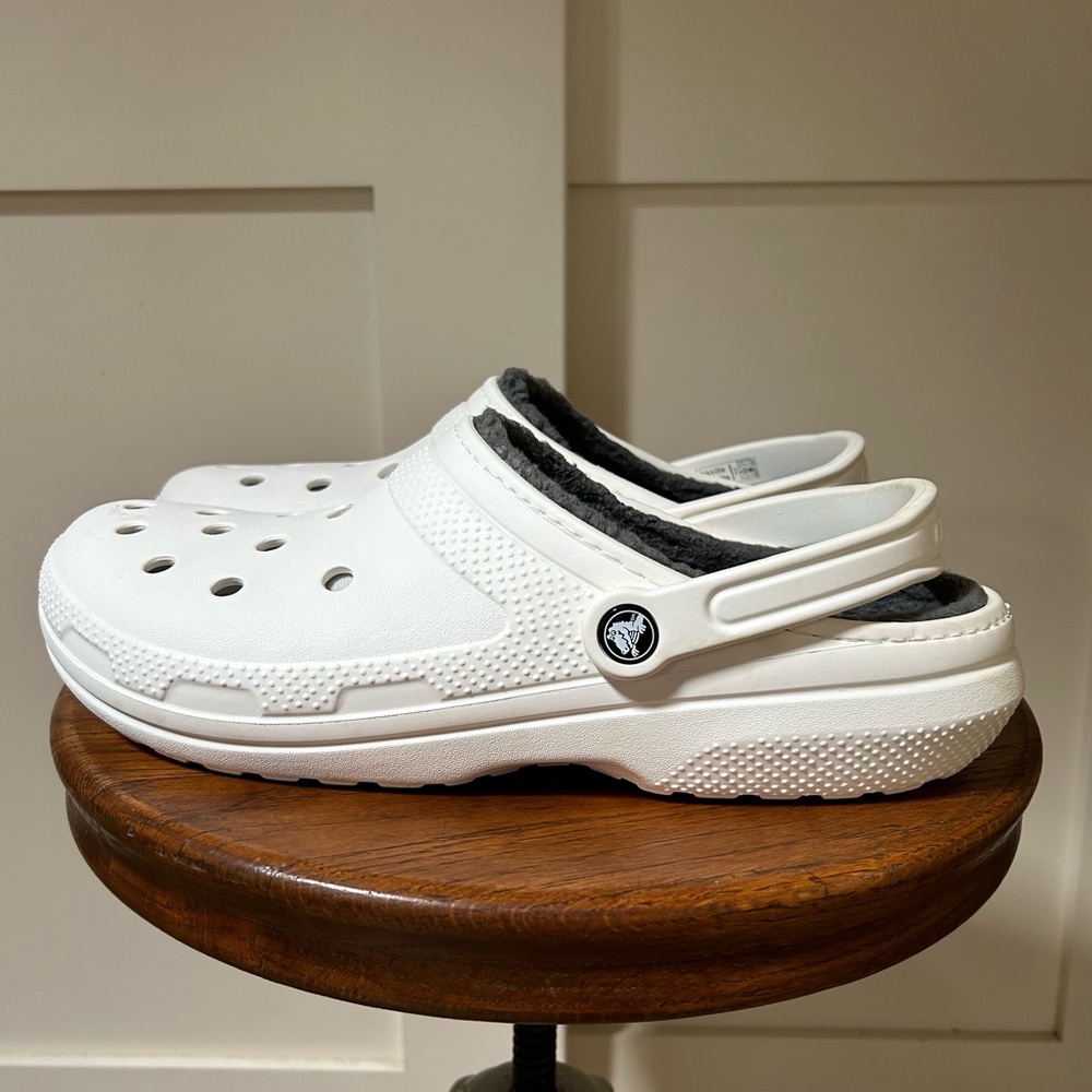 CROCS Men’s Shoes Classic Lined Dual Comfort Clogs WHITE Gray Size 12